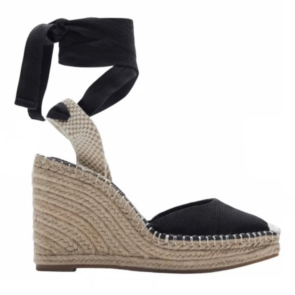 NEW | ZARA Ankle Tie Raffia Espadrille Wedge Sandals 10